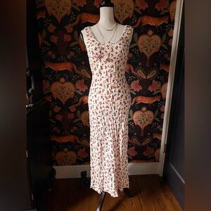 New Rumored Dress Long Maxi Ditsy Floral Cream Red Size S Revolve NWT Romantic